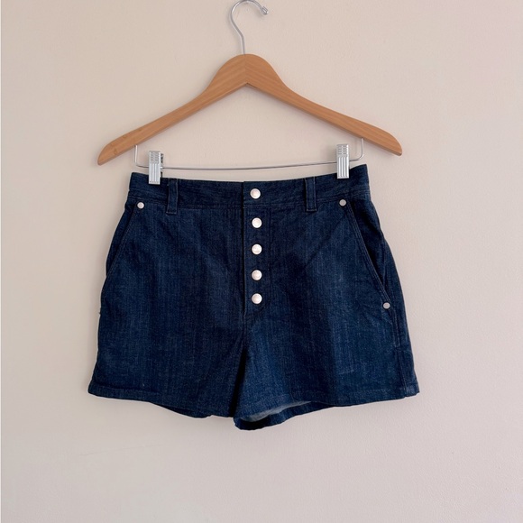 Rag & Bone Brandon Shorts – Dark Indigo, Silver Snaps, Size 2 - Picture 2 of 8